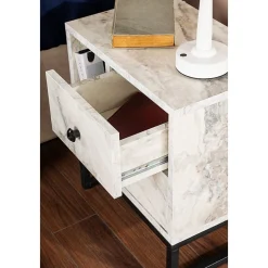 Glimmer sängbord - Freesia marmor/svart