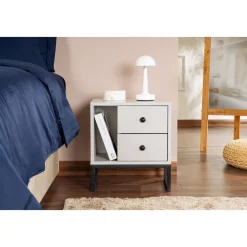 Glimmer sängbord - Grå/svart