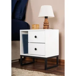 Glimmer sängbord - Vit/svart