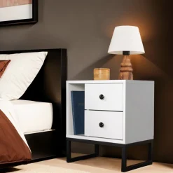 Glimmer sängbord - Vit/svart