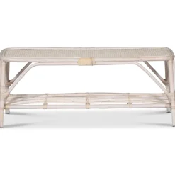 Glory Webbing soffbord i rotting 110 x 50 cm - Whitewash + Möbeltassar