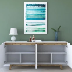 Grande skänk - Vit/valnöt