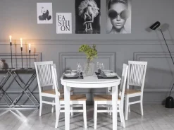 Gåsö matgrupp: Bord 160/210 cm inklusive 4 Fårö stolar - Ek/vit + 4.00 x Stolsdyna