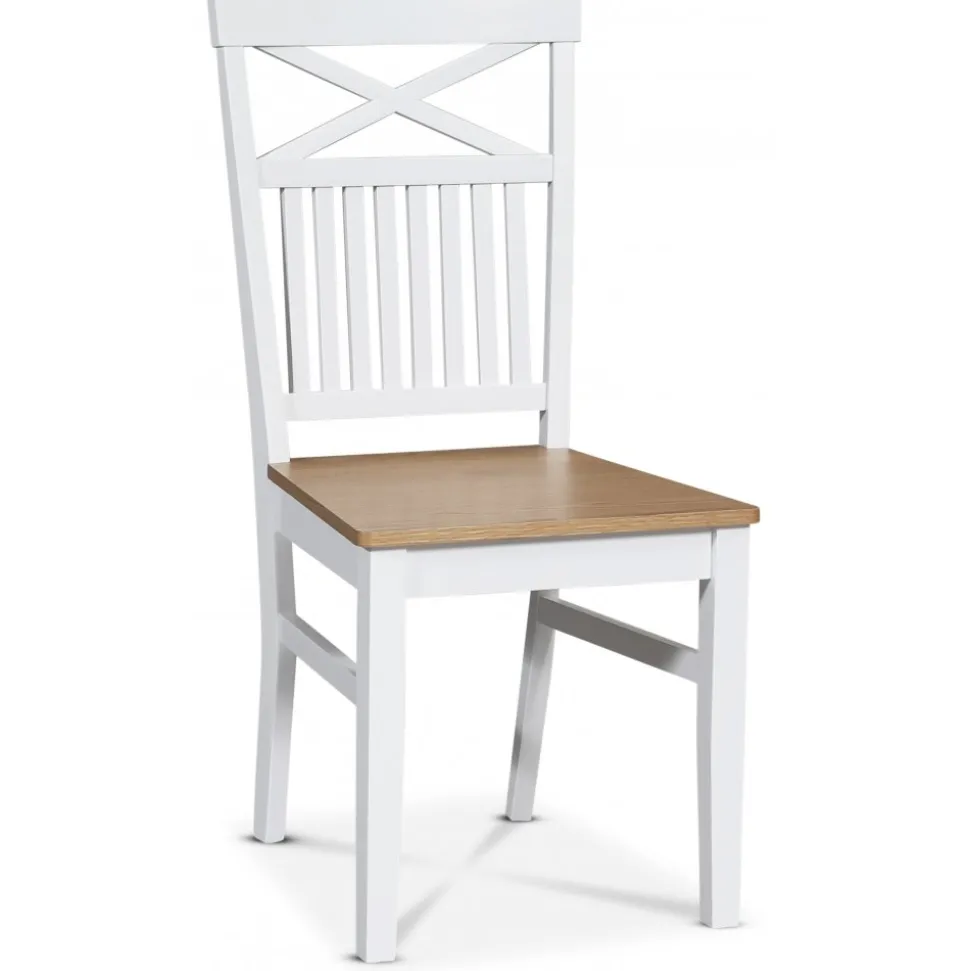 Gåsö matgrupp: Bord 160/210 cm inklusive 4 Fårö stolar med kryss - Ek/vit + 4.00 x Stolsdyna