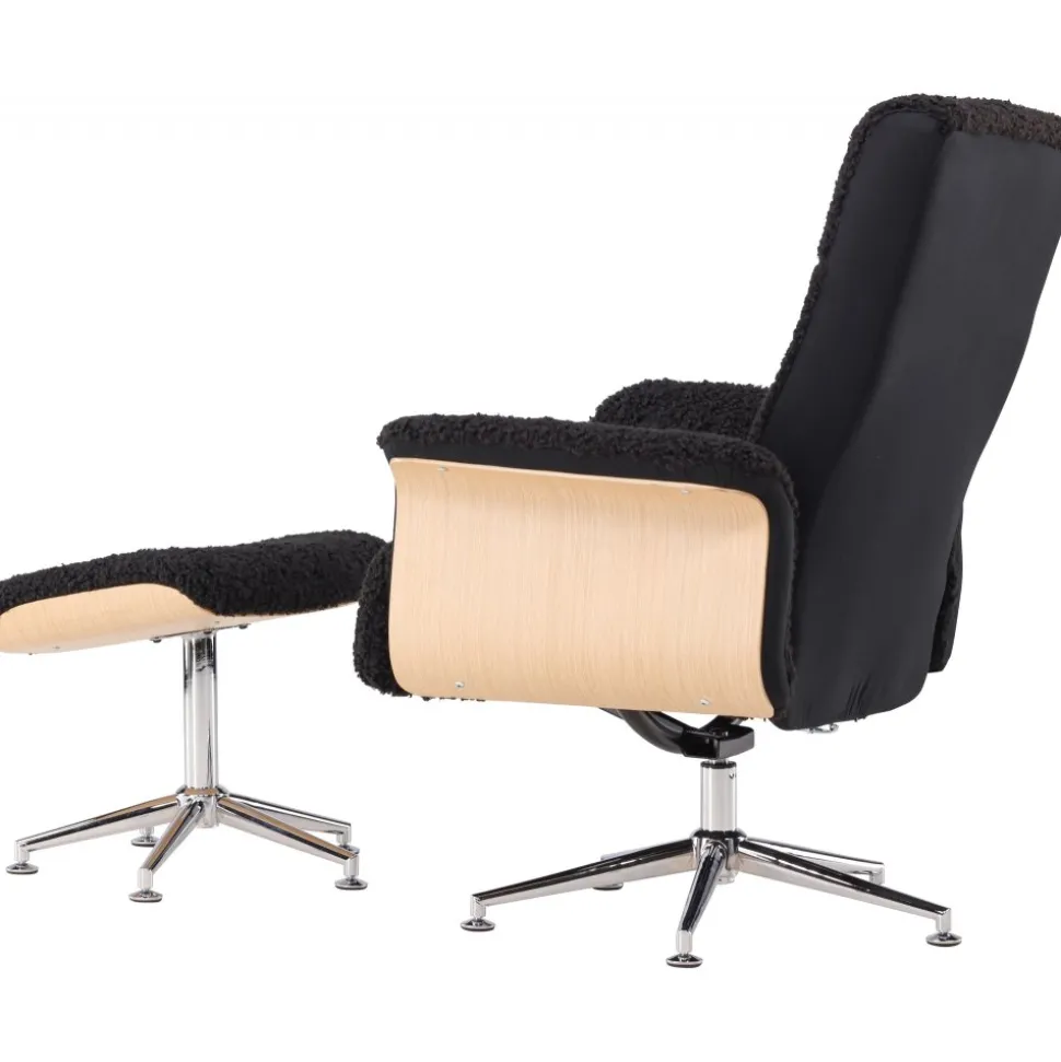 Hagön reclinerfåtölj med fotpall - Svart/oljad ek + Textilrengöring för möbler