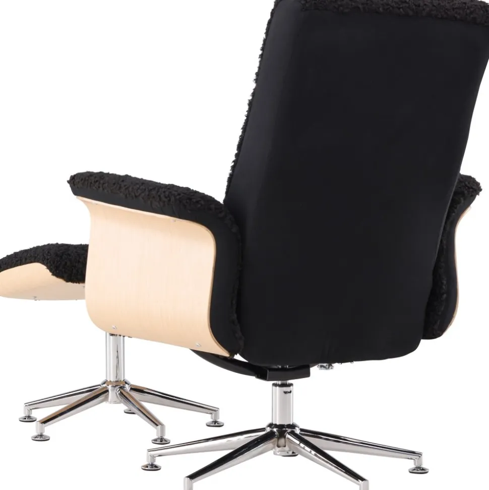 Hagön reclinerfåtölj med fotpall - Svart/oljad ek + Textilrengöring för möbler