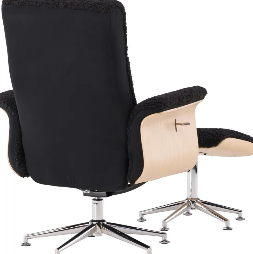 Hagön reclinerfåtölj med fotpall - Svart/oljad ek + Textilrengöring för möbler