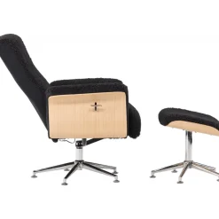 Hagön reclinerfåtölj med fotpall - Svart/oljad ek