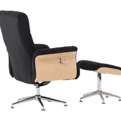 Hagön reclinerfåtölj med fotpall - Svart/oljad ek