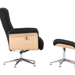 Hagön reclinerfåtölj med fotpall - Svart/oljad ek + Fläckborttagare för möbler