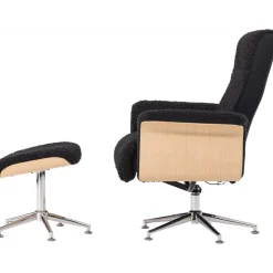 Hagön reclinerfåtölj med fotpall - Svart/oljad ek + Fläckborttagare för möbler