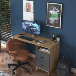 Hanna skrivbord 9, 120 x 50 cm - Valnöt/antracit