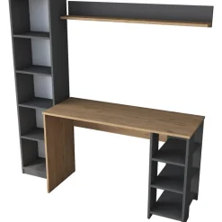 Hanna skrivbord med hyllsystem 16, 160 x 45 cm - Valnöt/antracit