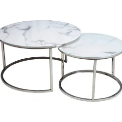 Harrisburg soffbord 80 x 80 cm - Vit/krom