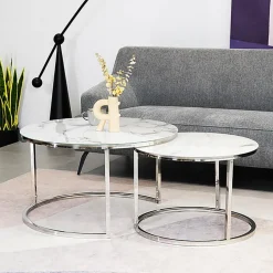 Harrisburg soffbord 80 x 80 cm - Vit/krom