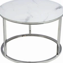 Harrisburg soffbord 80 x 80 cm - Vit/krom + Textilrengöring för möbler