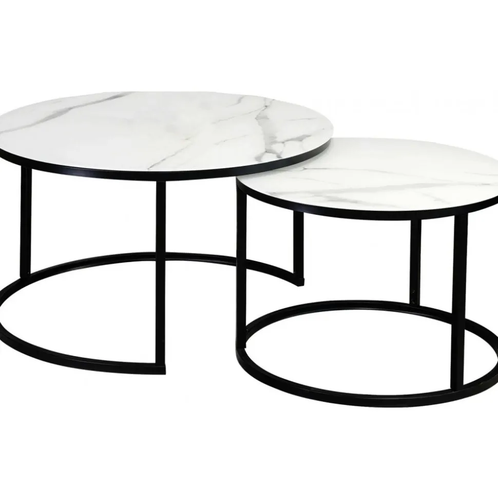 Harrisburg soffbord 80 x 80 cm - Vit/svart + Möbeltassar