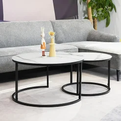 Harrisburg soffbord 80 x 80 cm - Vit/svart + Möbeltassar