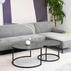 Harrisburg soffbord 80 x 80 cm - Grå/svart + Möbeltassar