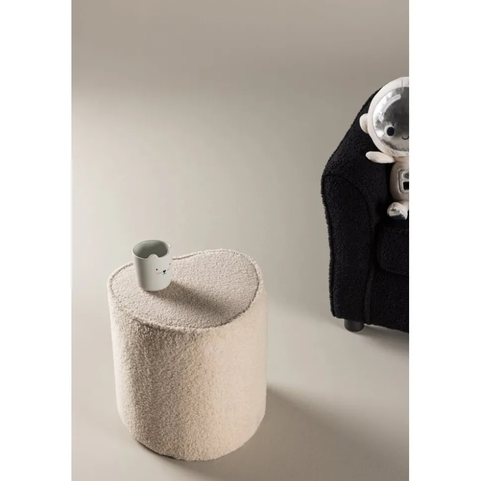 Heart sittpuff - Beige teddy