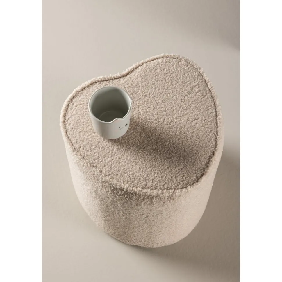 Heart sittpuff - Beige teddy