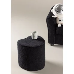 Heart sittpuff - Svart teddy