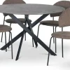 Hogrän matgrupp Ø120 cm bord i betongimitation + 4 st Hogrän bruna stolar