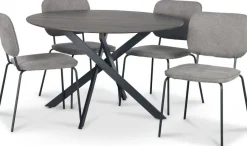 Hogrän matgrupp Ø120 cm bord i mörkt trä + 4 st Lokrume grå stolar + 3.00 x Möbeltassar