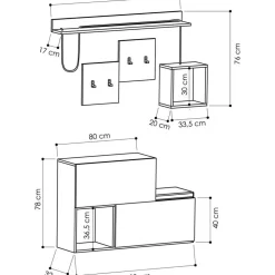 Holdo hallmöbel - Antracit/ek