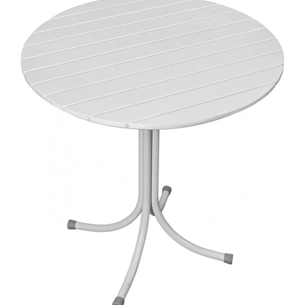 Holmsund utebord runt Ø70 cm - Vit + Textilskydd för utemöbler