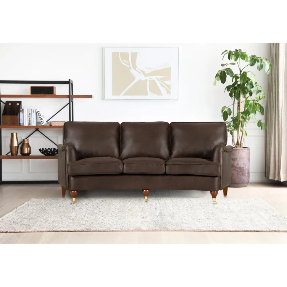 Howard svängd soffa 3-sits - Brun vintage