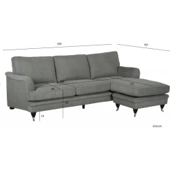 Howardsoffa med divan - Grå