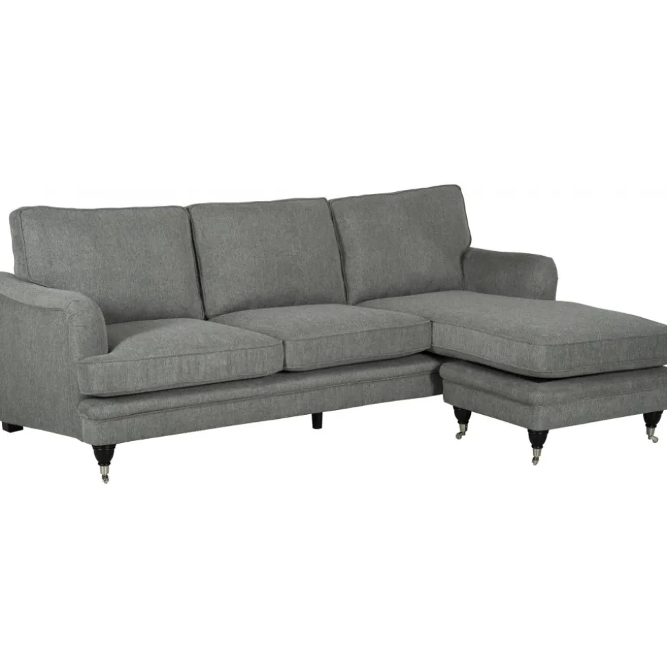 Howardsoffa med divan - Grå + Textilrengöring för möbler