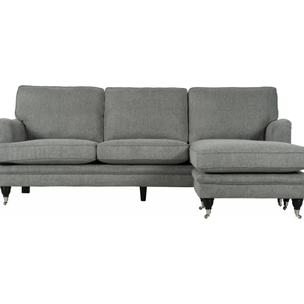 Howardsoffa med divan - Grå + Textilrengöring för möbler