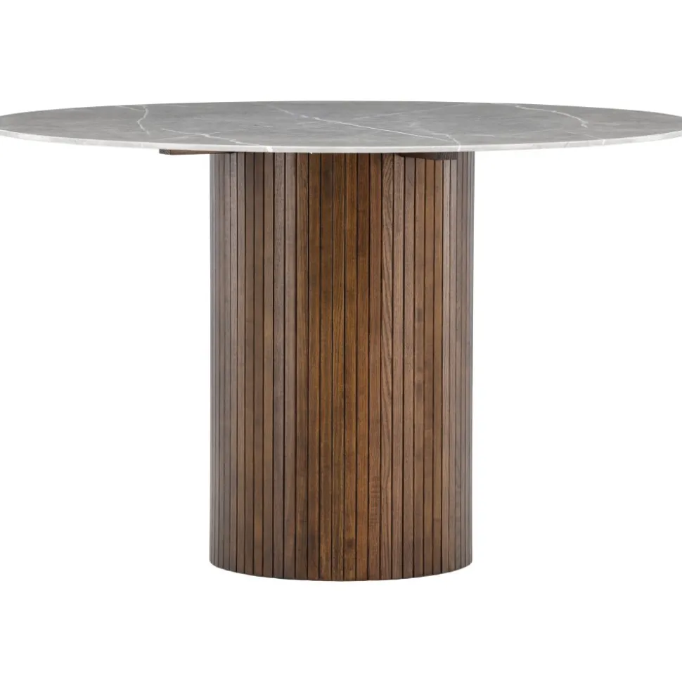 Härön sidobord Ø52 cm - Grå/valnöt