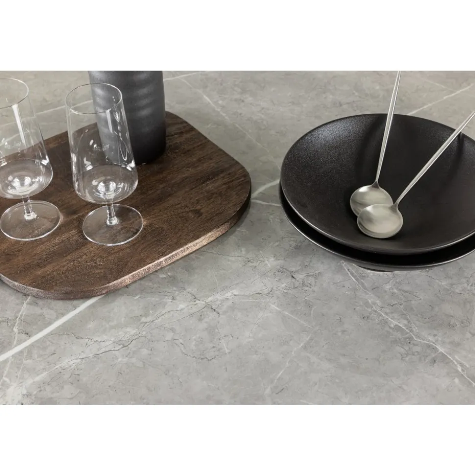 Härön sidobord Ø52 cm - Grå/valnöt