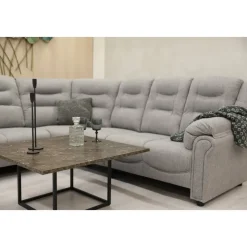 Hörnsoffa grå 5-sits - Peking + Fläckborttagare för möbler