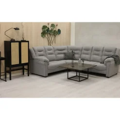 Hörnsoffa grå 5-sits - Peking + Textilrengöring för möbler