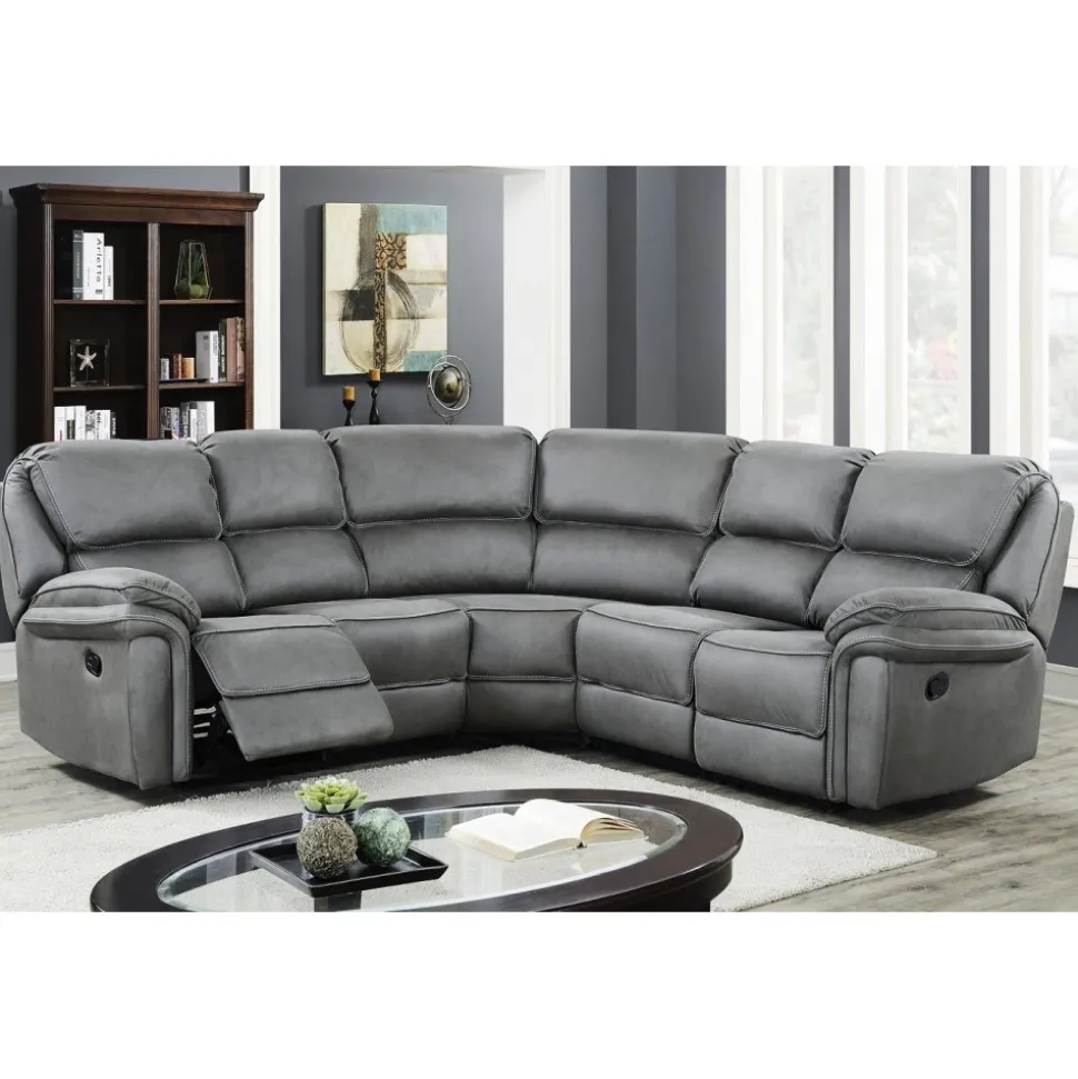 Hörnsoffa recliner grå microfiber + Textilrengöring för möbler