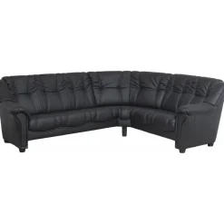 Hörnsoffa 5-sits svart PU - Rom