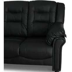 Hörnsoffa svart konstläder 5-sits - Peking + Textilrengöring för möbler