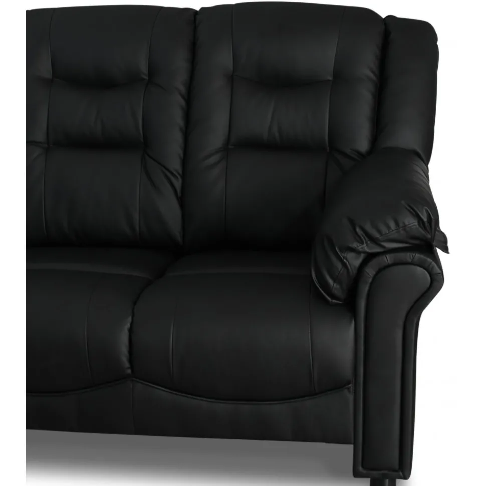 Hörnsoffa svart konstläder 5-sits - Peking + Textilrengöring för möbler