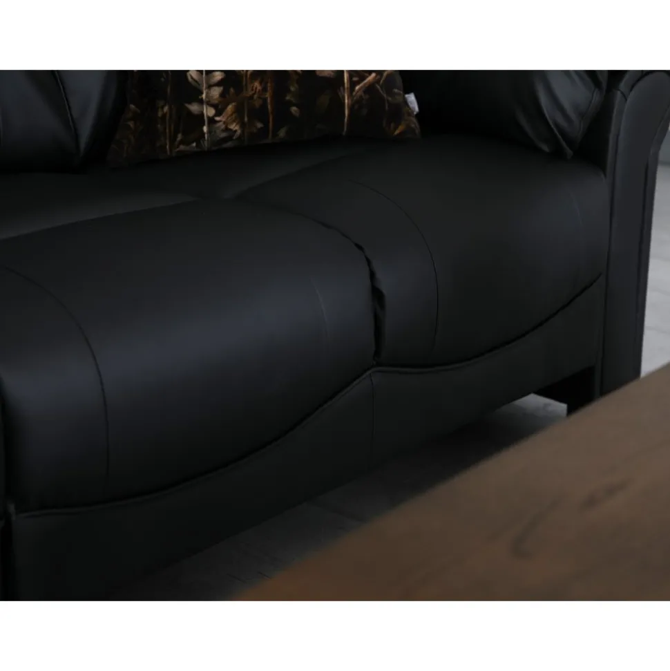 Hörnsoffa svart konstläder 5-sits - Peking + Textilrengöring för möbler