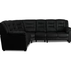Hörnsoffa svart konstläder 5-sits - Peking + Fläckborttagare för möbler