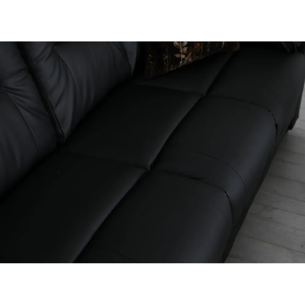 Hörnsoffa svart konstläder 5-sits - Peking + Fläckborttagare för möbler
