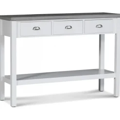 Hugo avlastningsbord med 3 lådor 110x36 cm - Vit / Cement + Möbeltassar