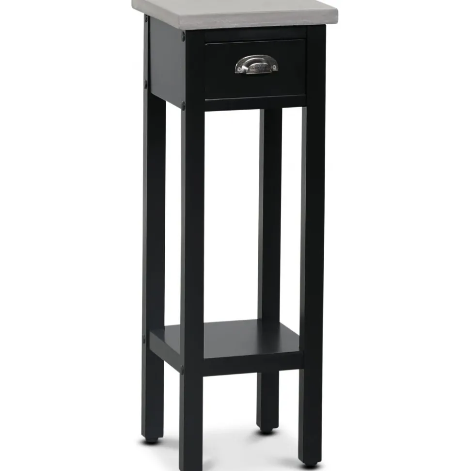 Hugo svart Sängbord höjd 70 cm cement-topp + Möbeltassar