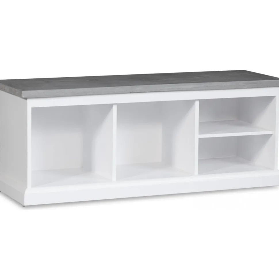 Hugo vit sittbänk med cement + Textilrengöring för möbler