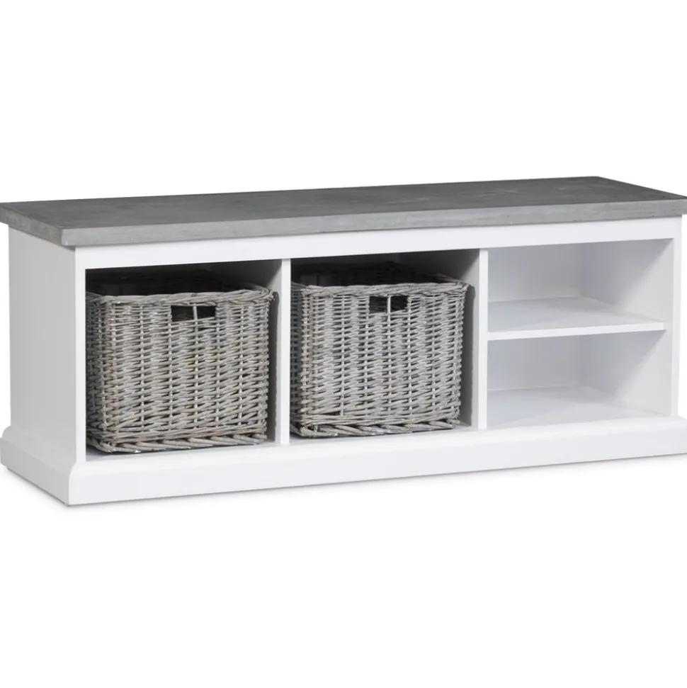 Hugo vit sittbänk med cement + Textilrengöring för möbler