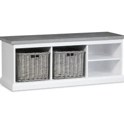 Hugo vit sittbänk med cement